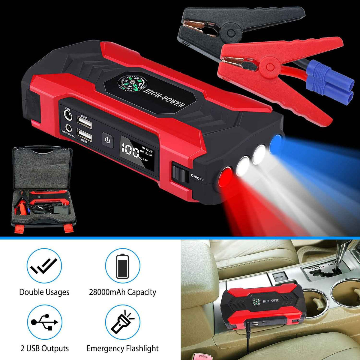 Portable 800A Car Jump Starter